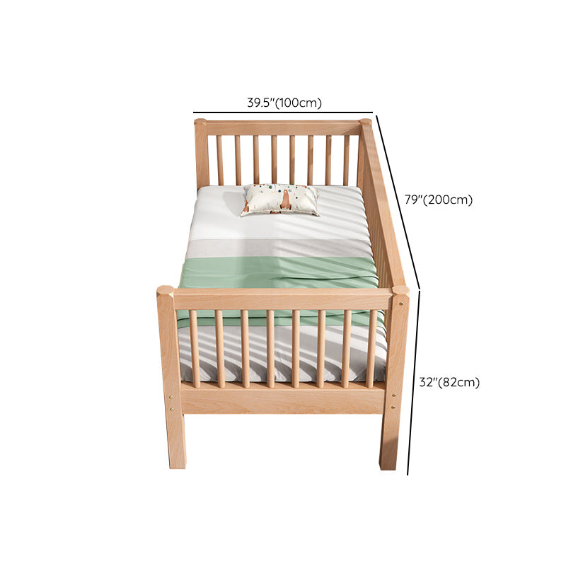 Contemporary Solid Wood Nursery Crib with Guardrail in Natural