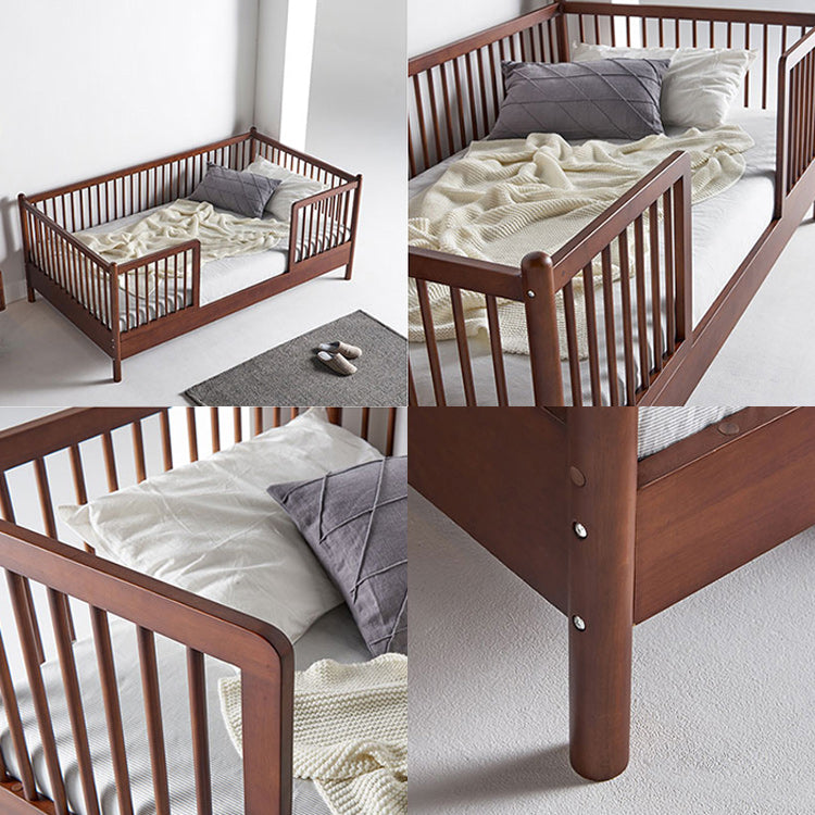 Farmhouse Solid Wood Nursery Crib with Guardrail 33.46" High