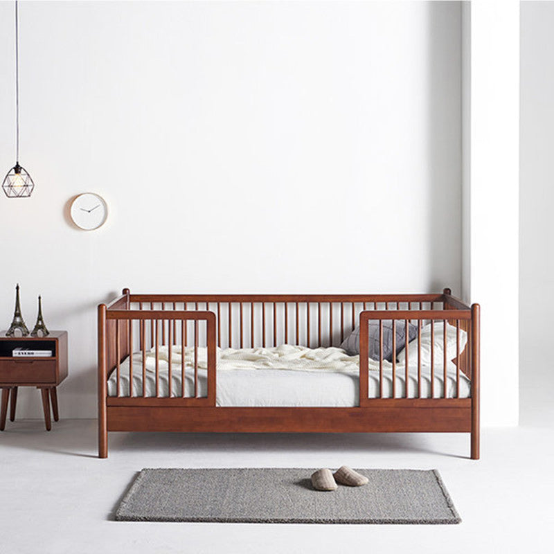 Farmhouse Solid Wood Nursery Crib with Guardrail 33.46" High