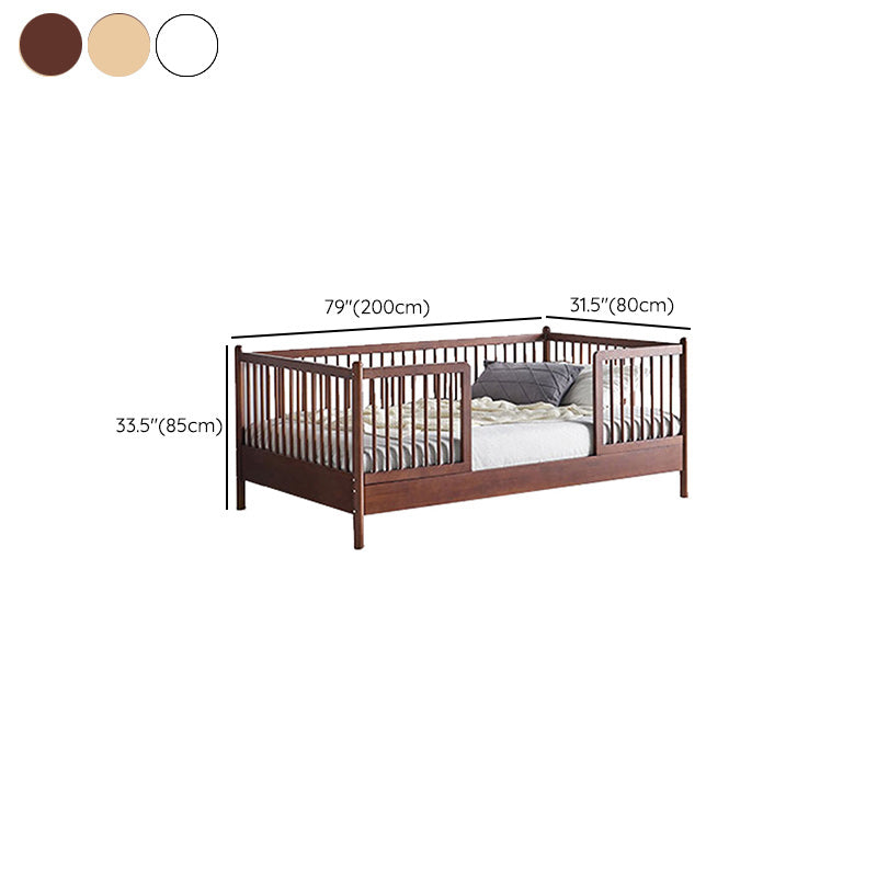 Farmhouse Solid Wood Nursery Crib with Guardrail 33.46" High