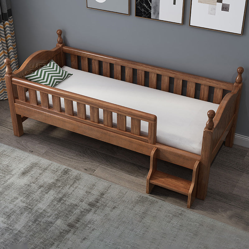 Traditional Nursery Crib with Guardrail Brown Convertible Crib