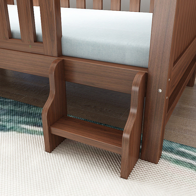 Traditional Nursery Crib with Guardrail Brown Convertible Crib