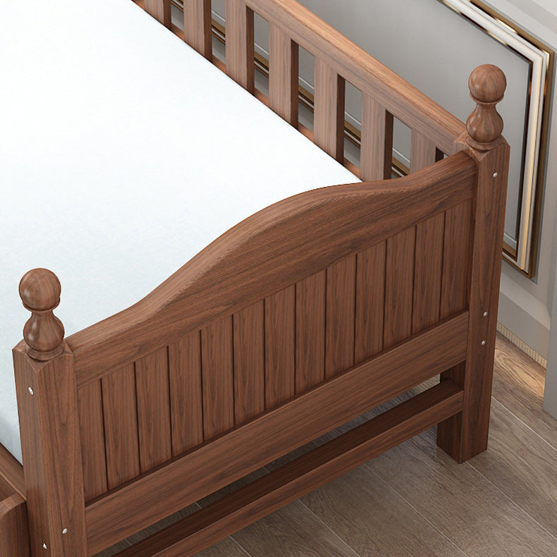 Traditional Nursery Crib with Guardrail Brown Convertible Crib