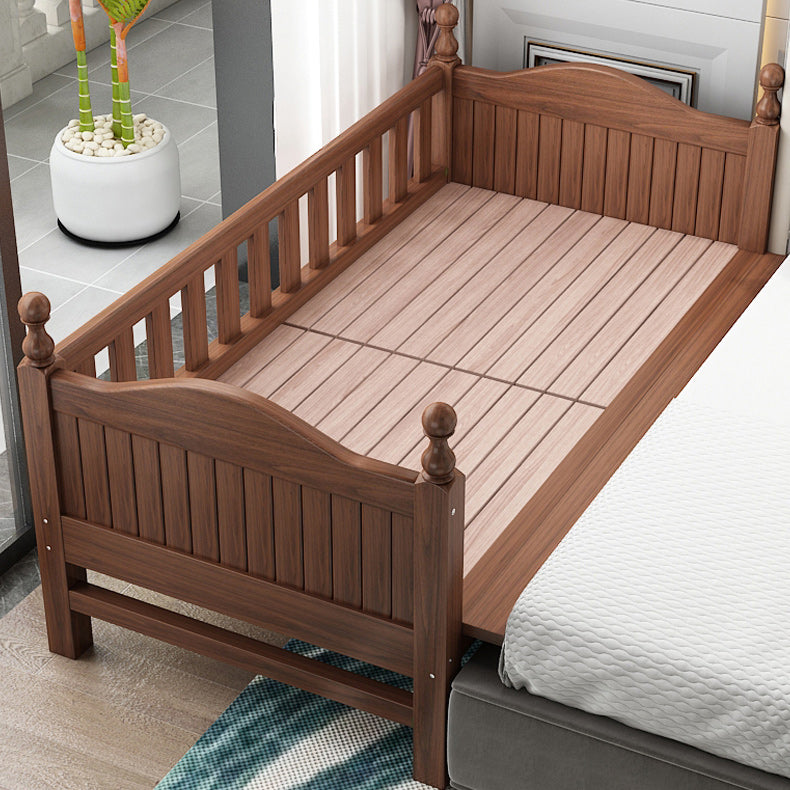 Traditional Nursery Crib with Guardrail Brown Convertible Crib