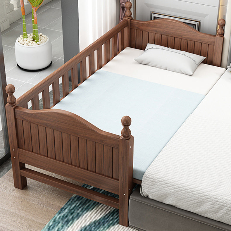 Traditional Nursery Crib with Guardrail Brown Convertible Crib