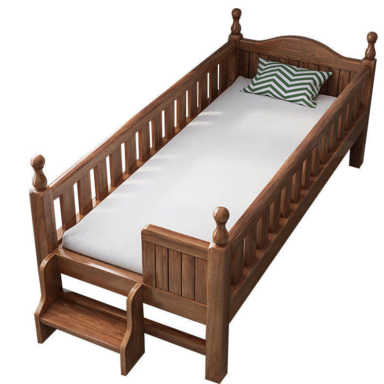 Traditional Nursery Crib with Guardrail Brown Convertible Crib