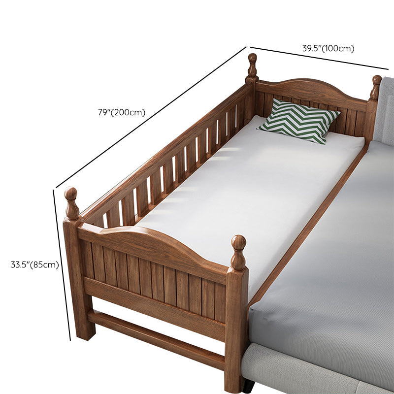 Traditional Nursery Crib with Guardrail Brown Convertible Crib