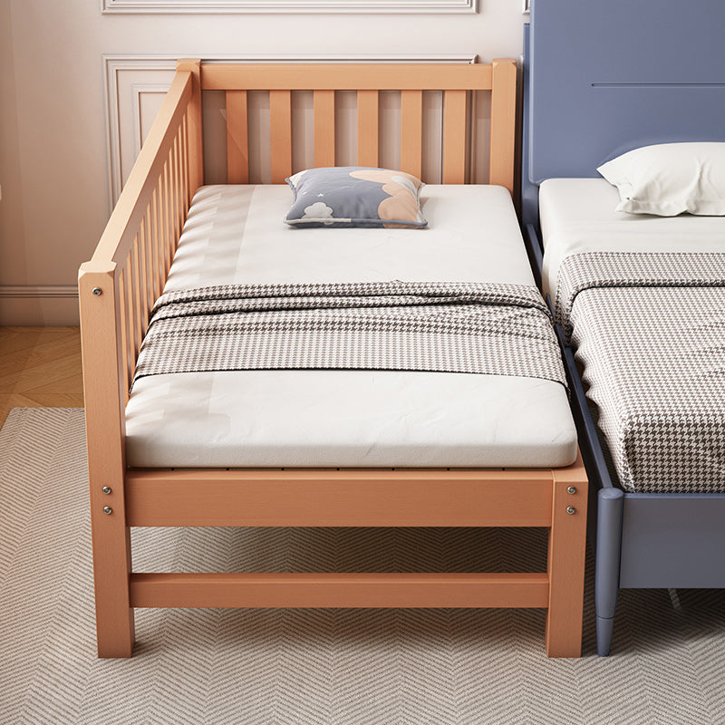 Farmhouse Nursery Crib with Guardrail and Mattress in Natural Beech Wood