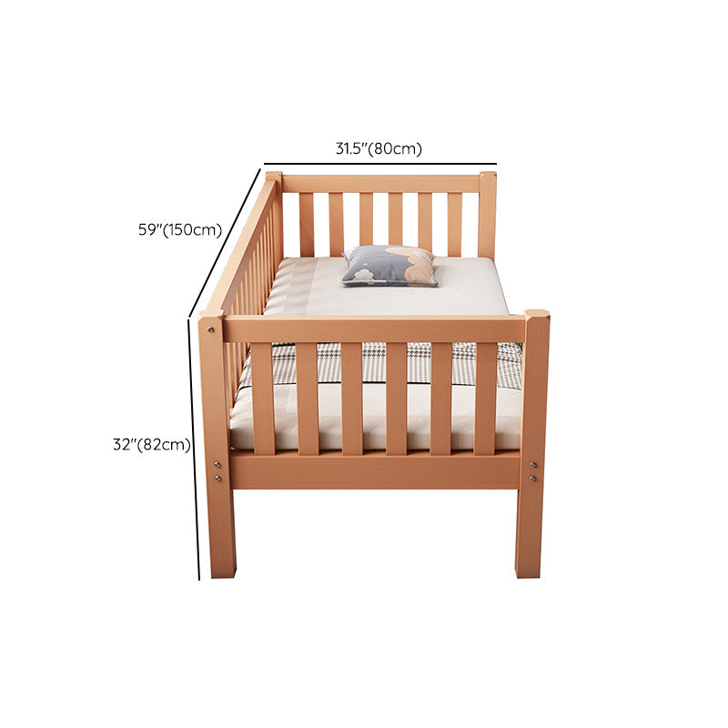 Farmhouse Nursery Crib with Guardrail and Mattress in Natural Beech Wood