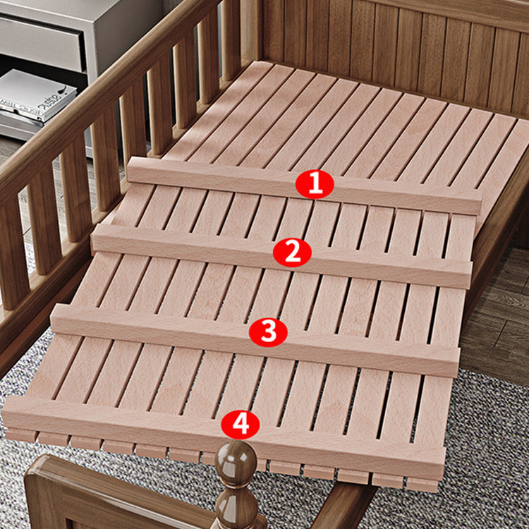 Traditional Brown Nursery Crib in Solid Wood Convertible Crib