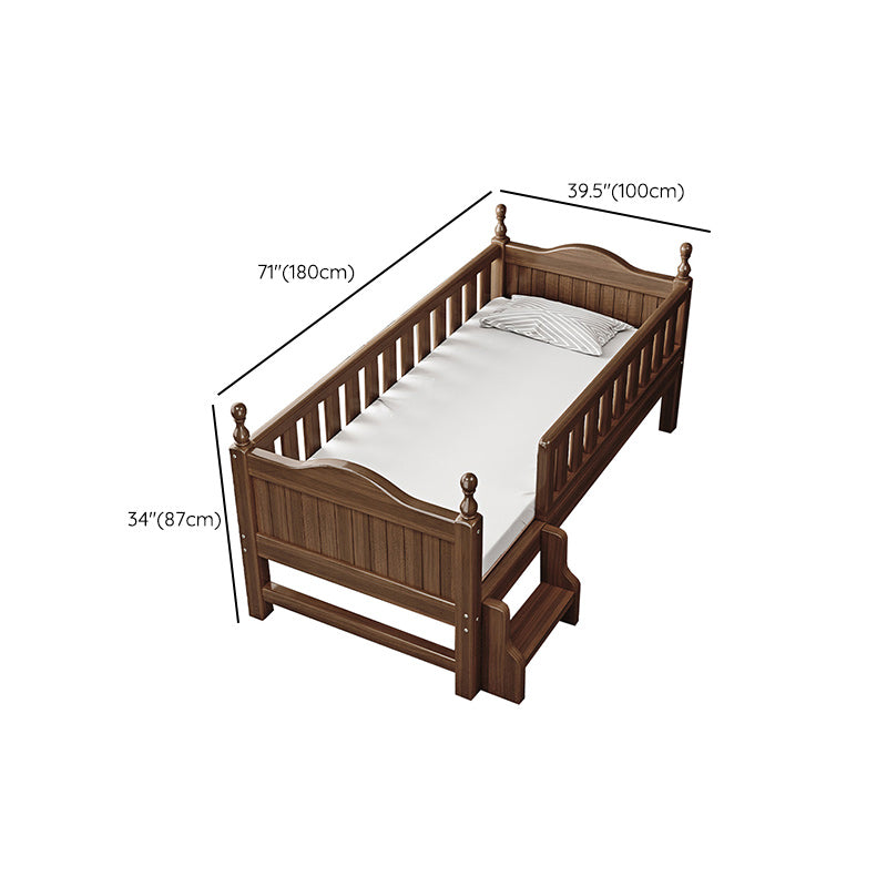 Traditional Brown Nursery Crib in Solid Wood Convertible Crib