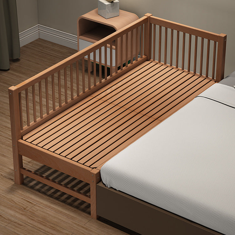 Contemporary Natural Solid Wood Baby Crib with Guardrail Wood Crib