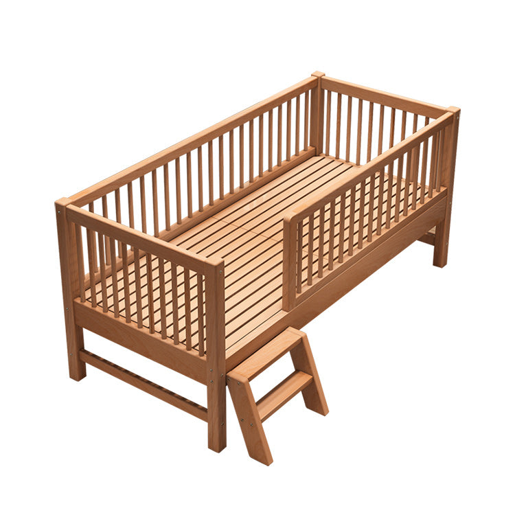 Contemporary Natural Solid Wood Baby Crib with Guardrail Wood Crib