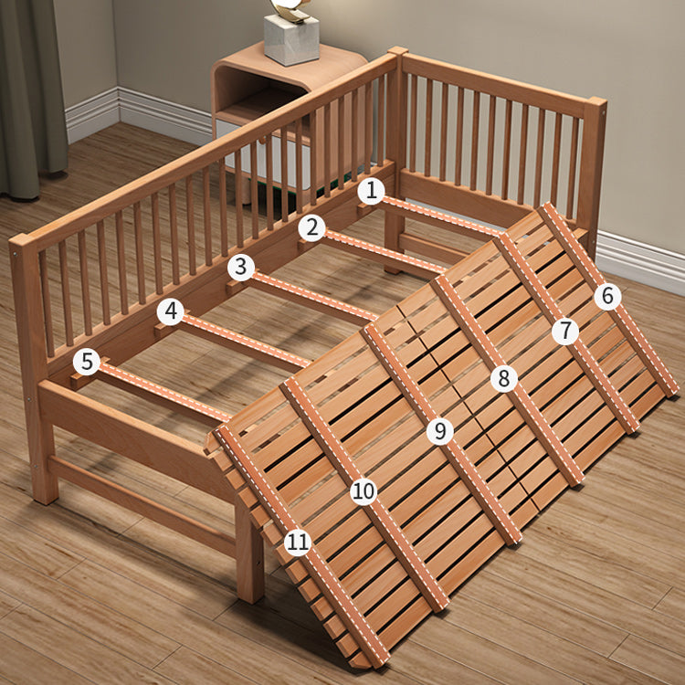 Contemporary Natural Solid Wood Baby Crib with Guardrail Wood Crib