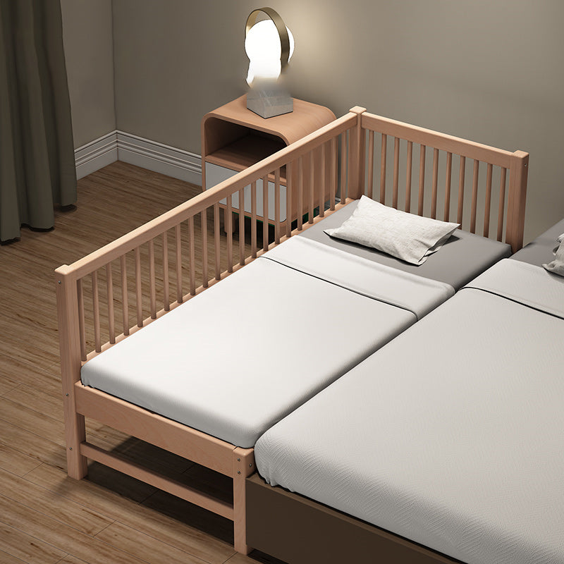 Contemporary Natural Solid Wood Baby Crib with Guardrail Wood Crib