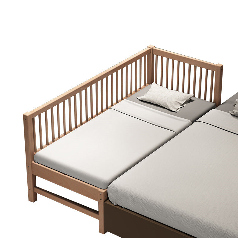 Contemporary Natural Solid Wood Baby Crib with Guardrail Wood Crib