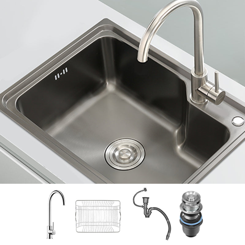 Contemporary Style Kitchen Sink Dirt Resistant Drop-In Kitchen Sink with Drain Assembly