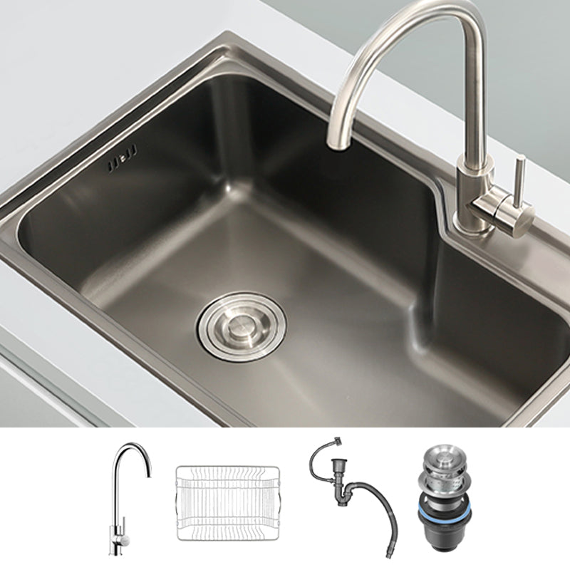 Contemporary Style Kitchen Sink Dirt Resistant Drop-In Kitchen Sink with Drain Assembly