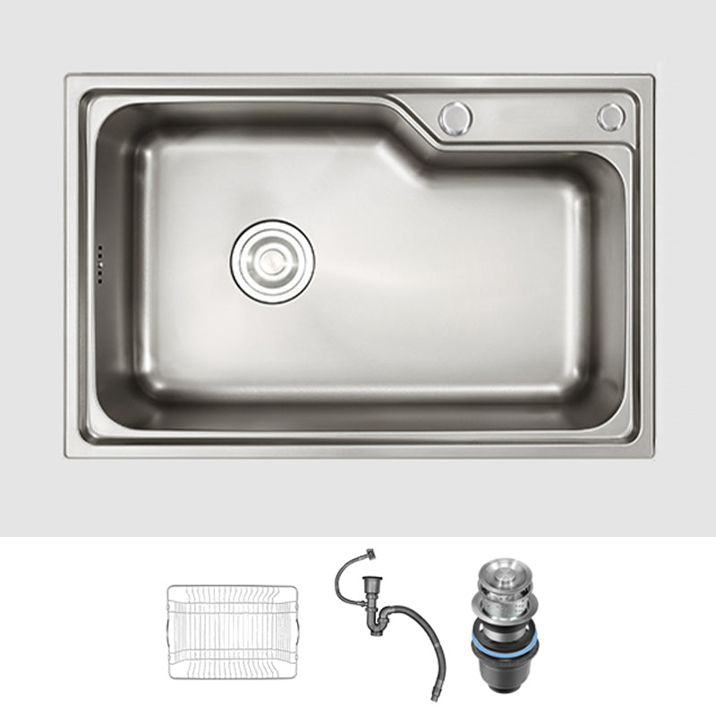 Contemporary Style Kitchen Sink Dirt Resistant Drop-In Kitchen Sink with Drain Assembly