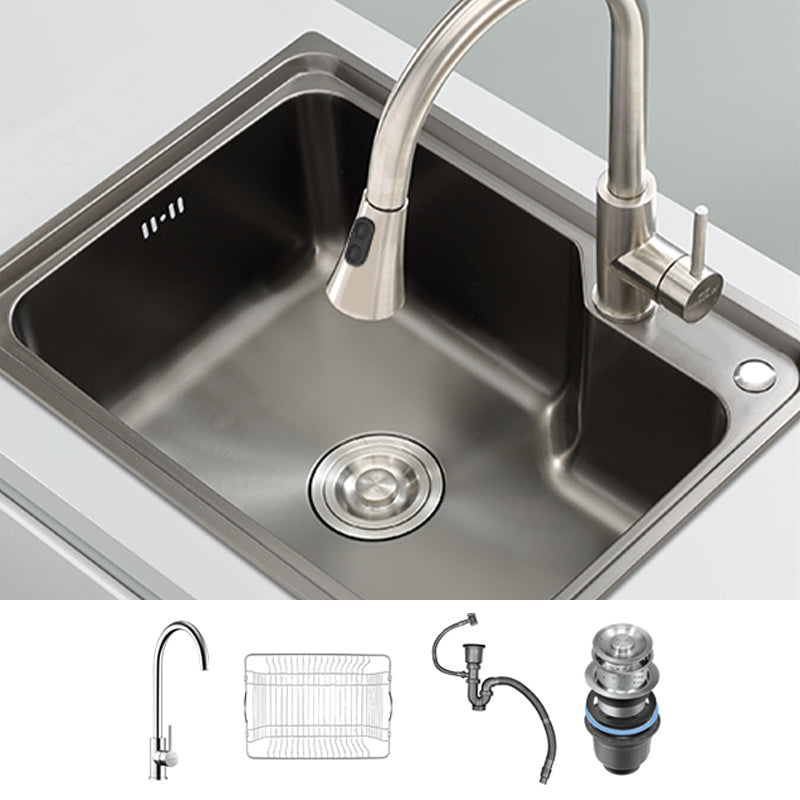 Contemporary Style Kitchen Sink Dirt Resistant Drop-In Kitchen Sink with Drain Assembly