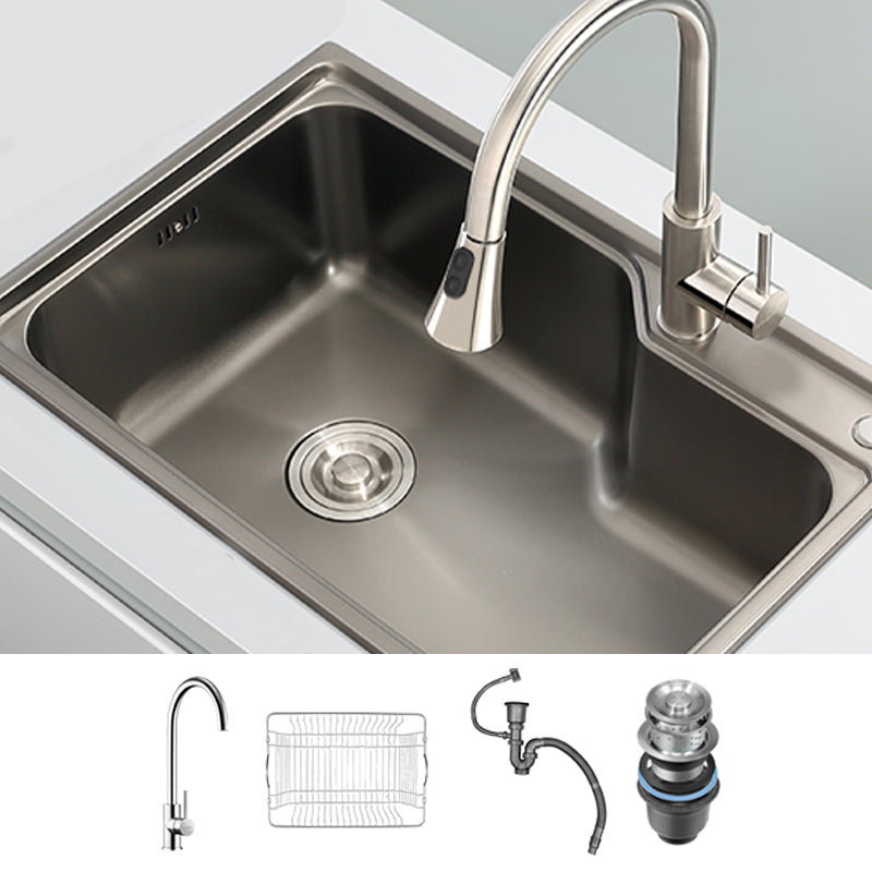 Contemporary Style Kitchen Sink Dirt Resistant Drop-In Kitchen Sink with Drain Assembly