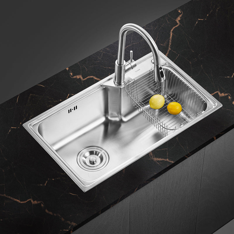 Modern Style Kitchen Sink Noise-cancelling Design Drop-In Kitchen Sink