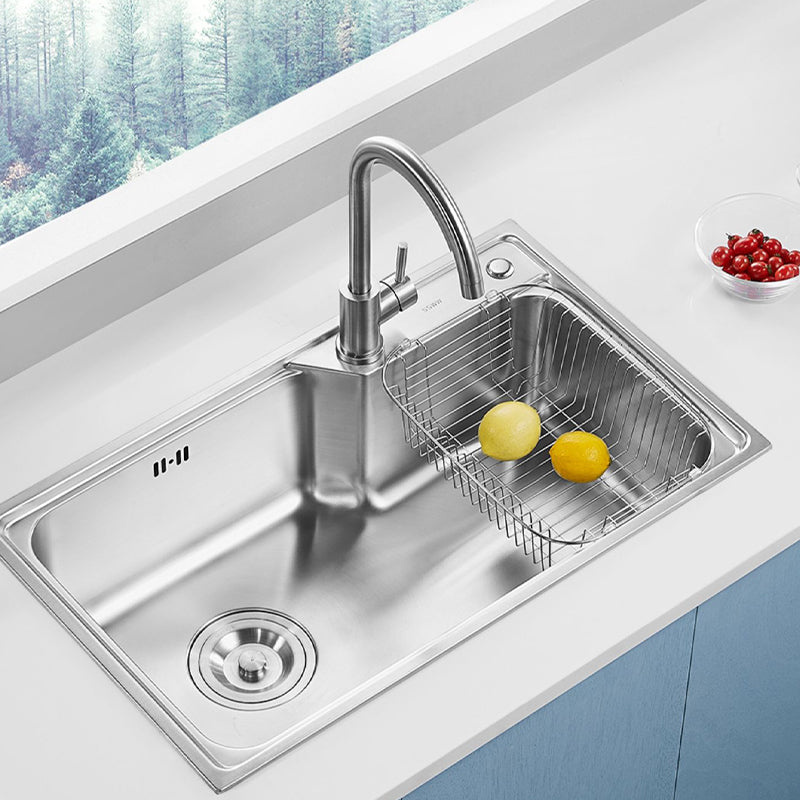 Modern Style Kitchen Sink Noise-cancelling Design Drop-In Kitchen Sink