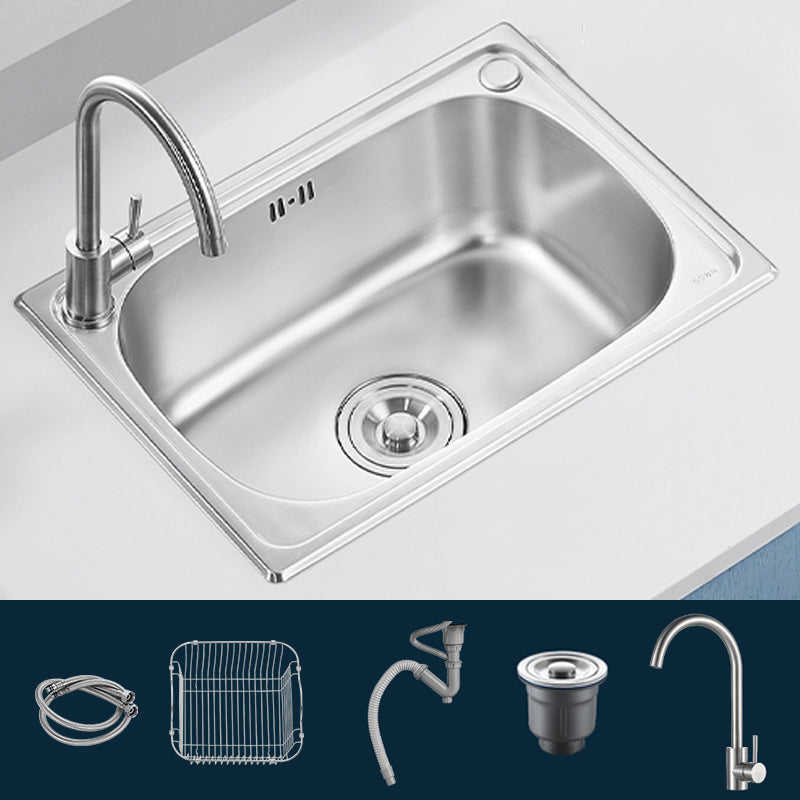 Modern Style Kitchen Sink Noise-cancelling Design Drop-In Kitchen Sink