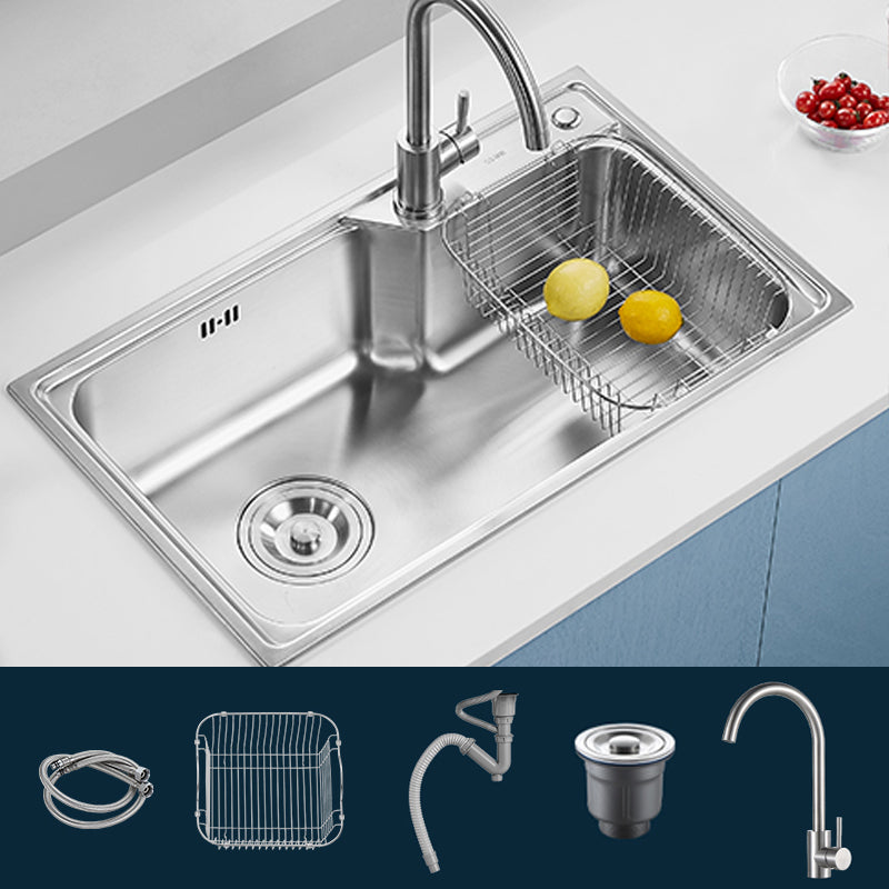 Modern Style Kitchen Sink Noise-cancelling Design Drop-In Kitchen Sink