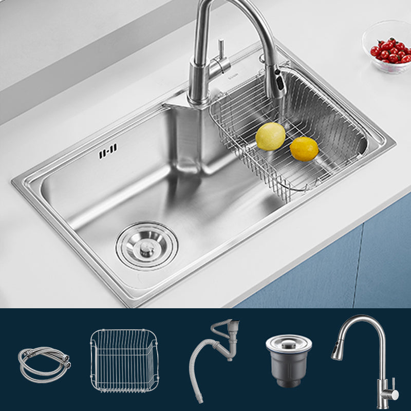 Modern Style Kitchen Sink Noise-cancelling Design Drop-In Kitchen Sink