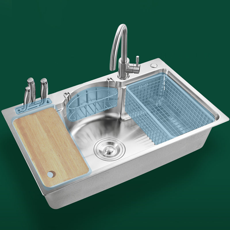 Modern Style Kitchen Sink Dirt Resistant Drop-In Kitchen Sink