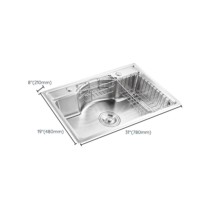 Modern Style Kitchen Sink Dirt Resistant Drop-In Kitchen Sink