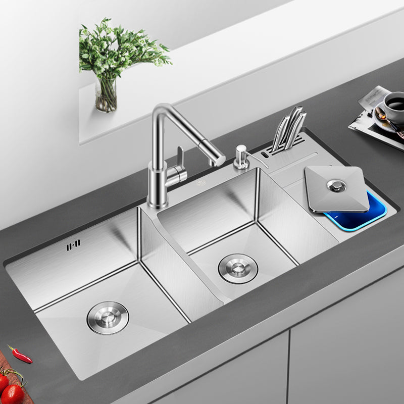 Modern Style Kitchen Sink Dirt Resistant Drop-In Sink with Drain Strainer Kit