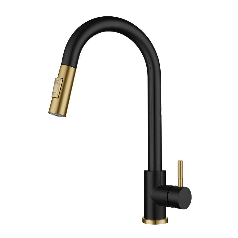 Pull Down Sprayer Bar Kitchen 1-Hole Kitchen Faucet with Supply Lines