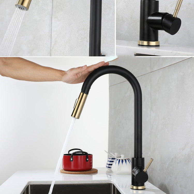 Pull Down Sprayer Bar Kitchen 1-Hole Kitchen Faucet with Supply Lines