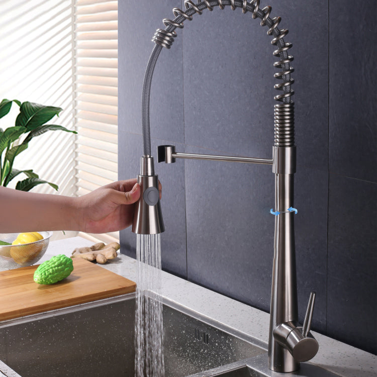 Contemporary Kitchen Faucet Pull down Sprayer Standard Bar Faucet in Silver