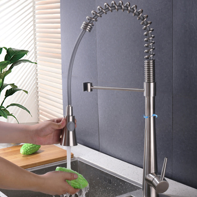 Contemporary Kitchen Faucet Pull down Sprayer Standard Bar Faucet in Silver