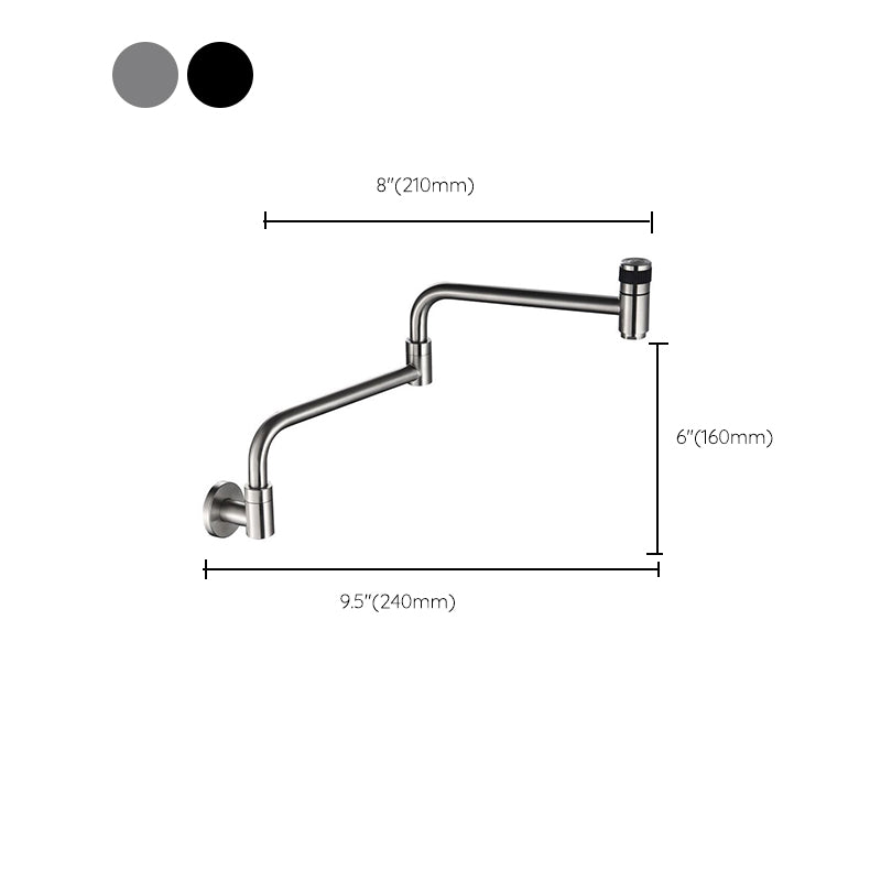 Contemporary Pot Filler 1-Handle No Sensor Pot Filler in Silver