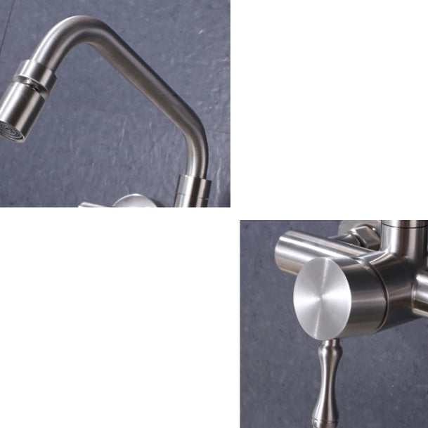 Contemporary 2 Hole Pot Filler No Sensor Single Level Pot Filler in Silver