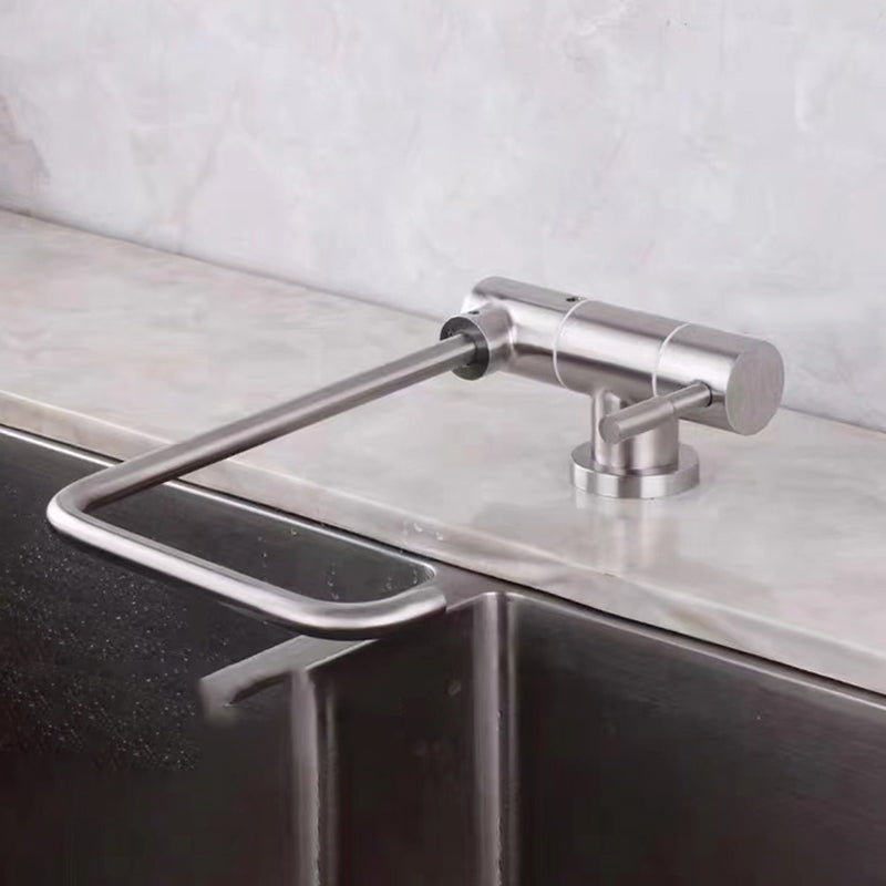 Modern 1-Handle Bar Faucet Standard Kitchen Faucet in Silver