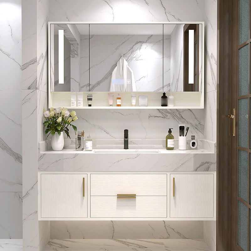 Bathroom Vanity Set Single-Sink Wall-Mounted Mirror Included Drawers Bathroom Vanity