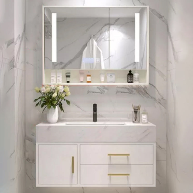 Bathroom Vanity Set Single-Sink Wall-Mounted Mirror Included Drawers Bathroom Vanity