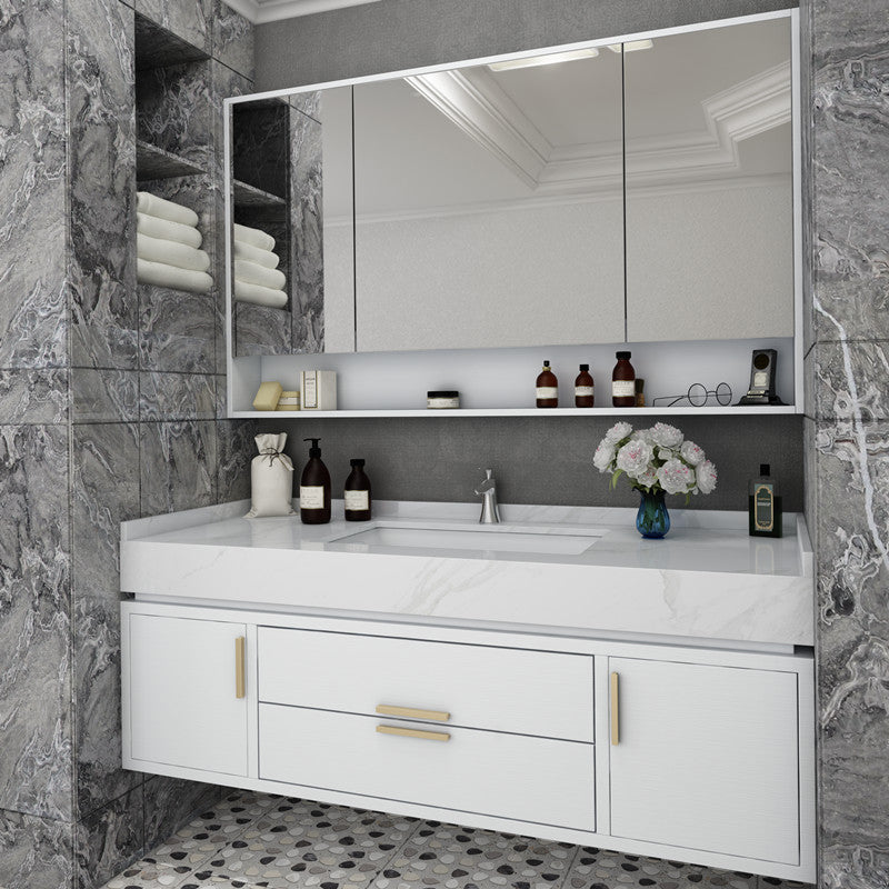 Bathroom Vanity Set Single-Sink Wall-Mounted Mirror Included Drawers Bathroom Vanity