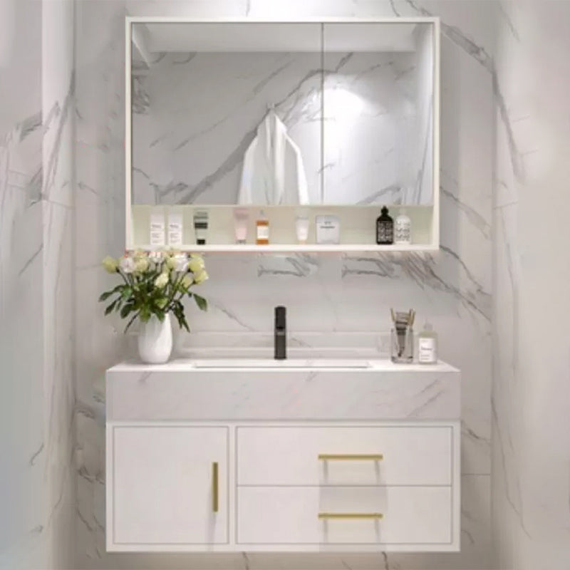 Bathroom Vanity Set Single-Sink Wall-Mounted Mirror Included Drawers Bathroom Vanity