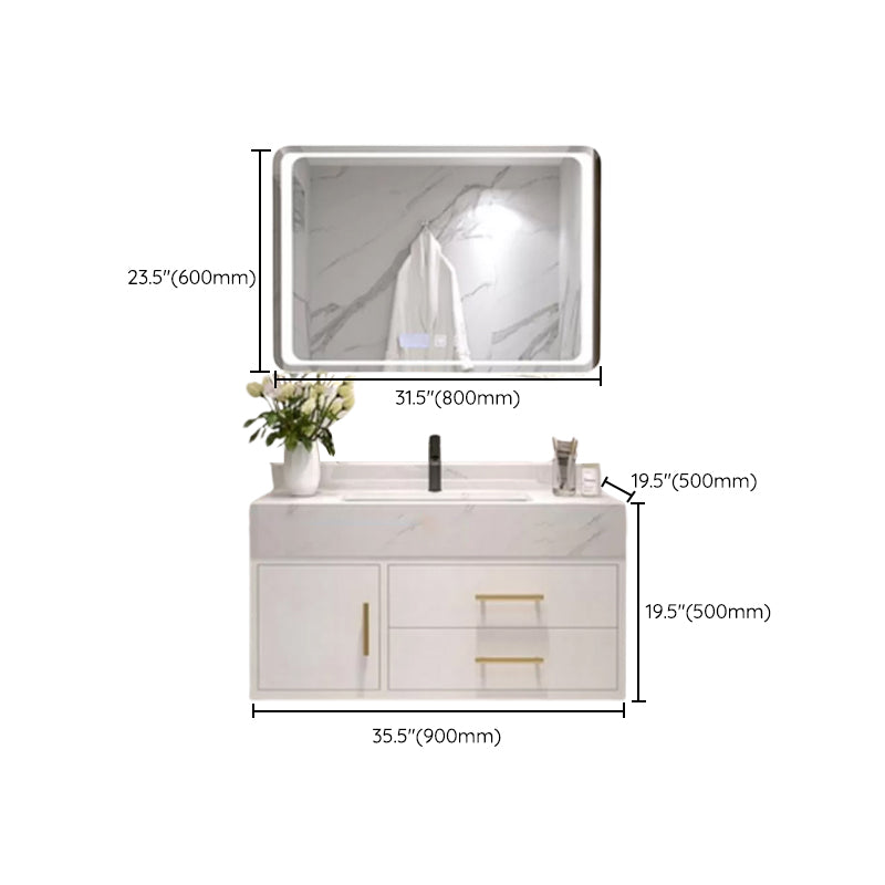 Bathroom Vanity Set Single-Sink Wall-Mounted Mirror Included Drawers Bathroom Vanity