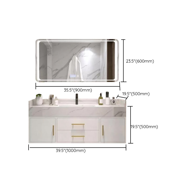 Bathroom Vanity Set Single-Sink Wall-Mounted Mirror Included Drawers Bathroom Vanity