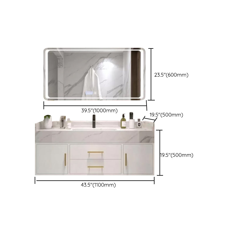 Bathroom Vanity Set Single-Sink Wall-Mounted Mirror Included Drawers Bathroom Vanity