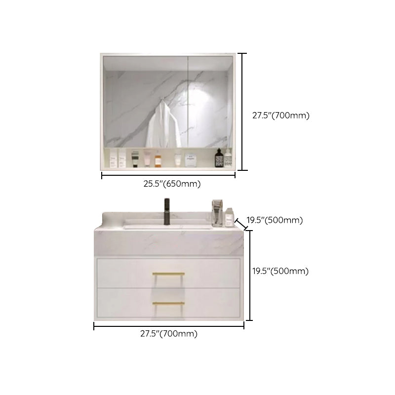 Bathroom Vanity Set Single-Sink Wall-Mounted Mirror Included Drawers Bathroom Vanity