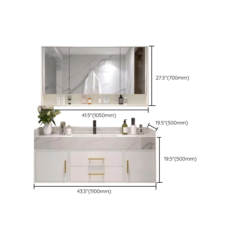 Bathroom Vanity Set Single-Sink Wall-Mounted Mirror Included Drawers Bathroom Vanity