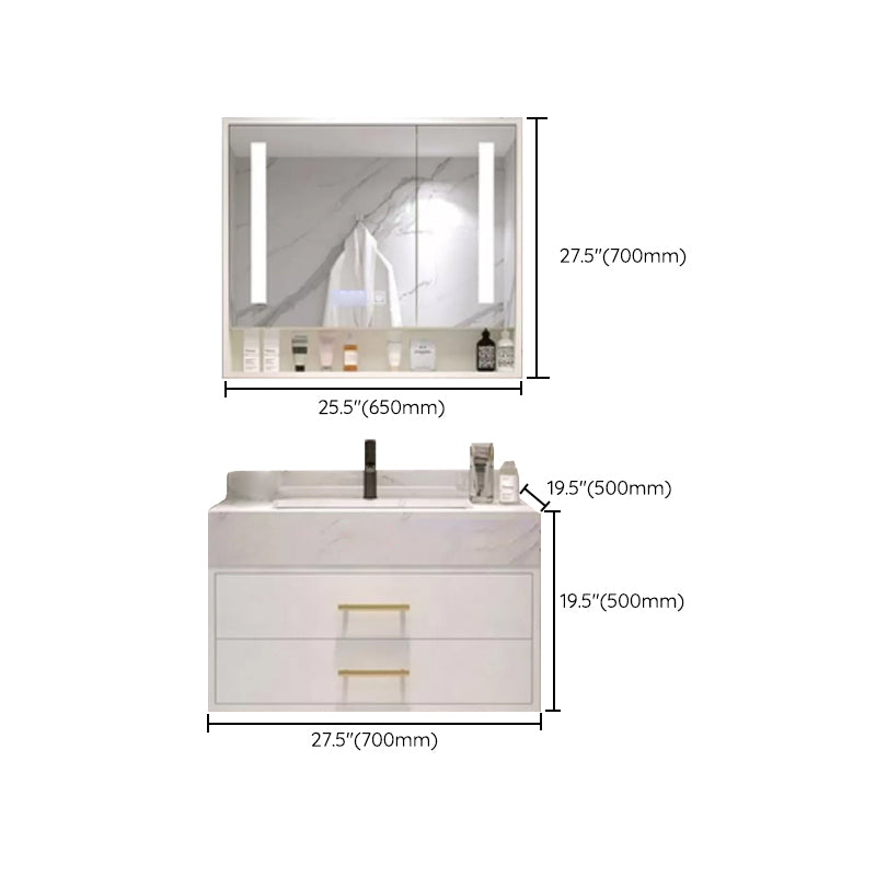 Bathroom Vanity Set Single-Sink Wall-Mounted Mirror Included Drawers Bathroom Vanity